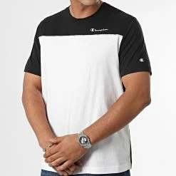 Tee Shirt 217855 Noir Blanc de Champion -Champion Soldes champion 336907 217855 KK002 20220909T153835 03