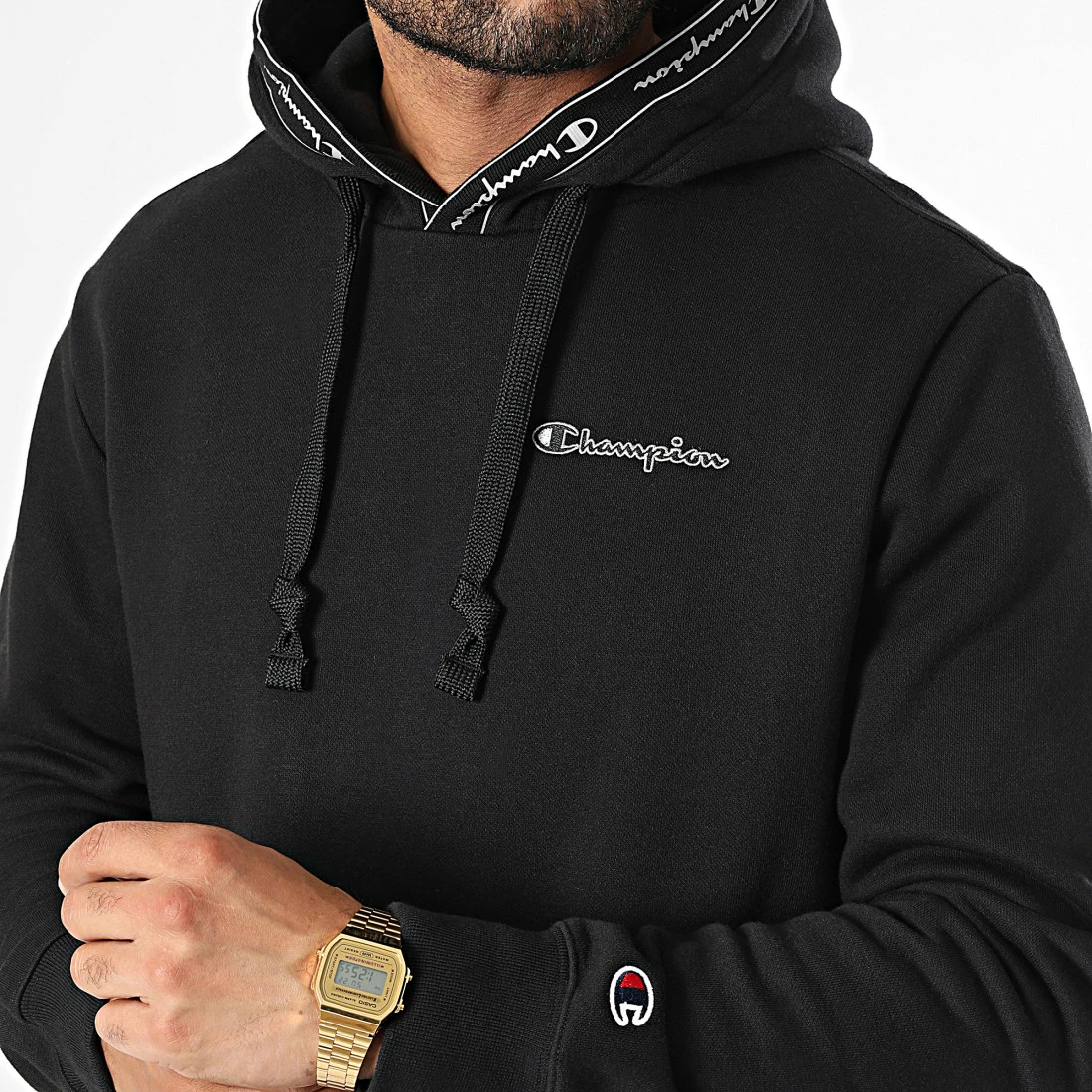 Sweat Capuche A Bande 217869 Noir de Champion 4 Sweat Capuche A Bande 217869 Noir de Champion – Image 2