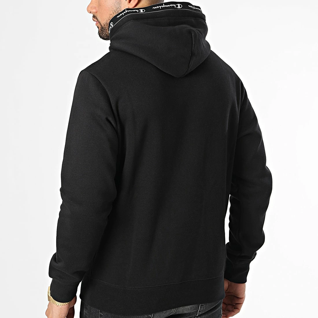 Sweat Capuche A Bande 217869 Noir de Champion 6 Sweat Capuche A Bande 217869 Noir de Champion – Image 4