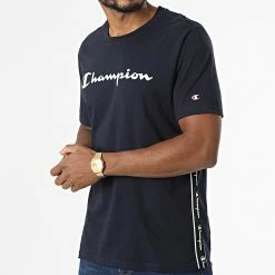 Tee Shirt 217835 Bleu Marine de Champion -Champion Soldes champion 337681 217835 BS501 20221003T150945 03