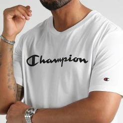 Tee Shirt 217835 Blanc de Champion -Champion Soldes champion 337684 217835 WW001 20220914T155727 02