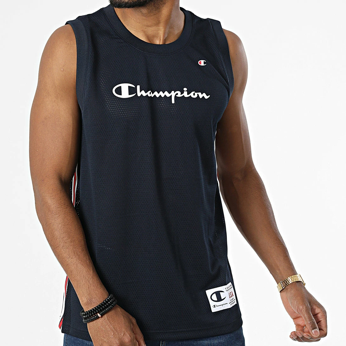 Débardeur A Bandes 217840 Bleu Marine de Champion 5 Débardeur A Bandes 217840 Bleu Marine de Champion – Image 3