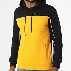 Sweat Capuche 217850 Jaune Noir de Champion