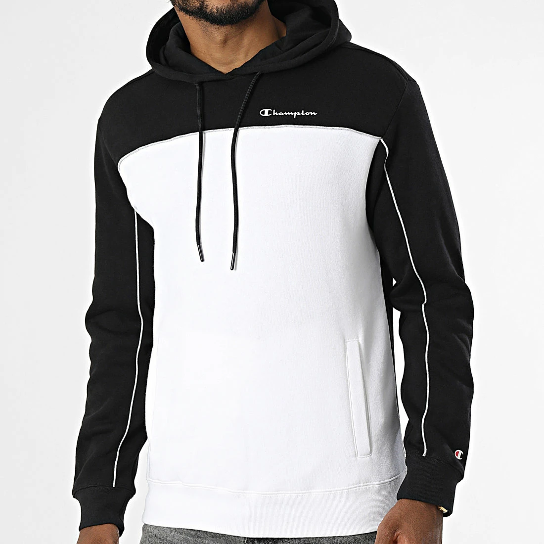 Sweat Capuche 217850 Blanc Noir de Champion 3 Sweat Capuche 217850 Blanc Noir de Champion