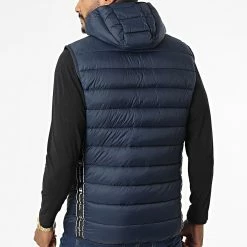 Doudoune Capuche Sans Manches A Bandes 218076 Bleu Marine de Champion -Champion Soldes champion 337693 218076 BS501 20221003T151157 04