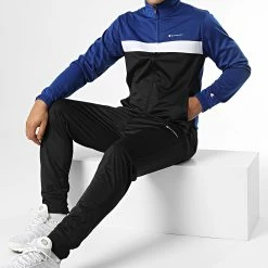 Ensemble Veste Et Pantalon Jogging 218099 Noir Bleu Roi de Champion