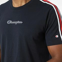 Tee Shirt A Bandes 217848 Bleu Marine de Champion 7 Tee Shirt A Bandes 217848 Bleu Marine de Champion -Champion Soldes champion 339314 217848 BS501 20221003T150855 02