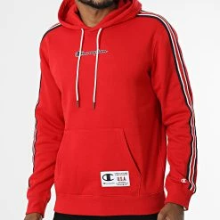 Sweat Capuche A Bandes 217842 Rouge de Champion