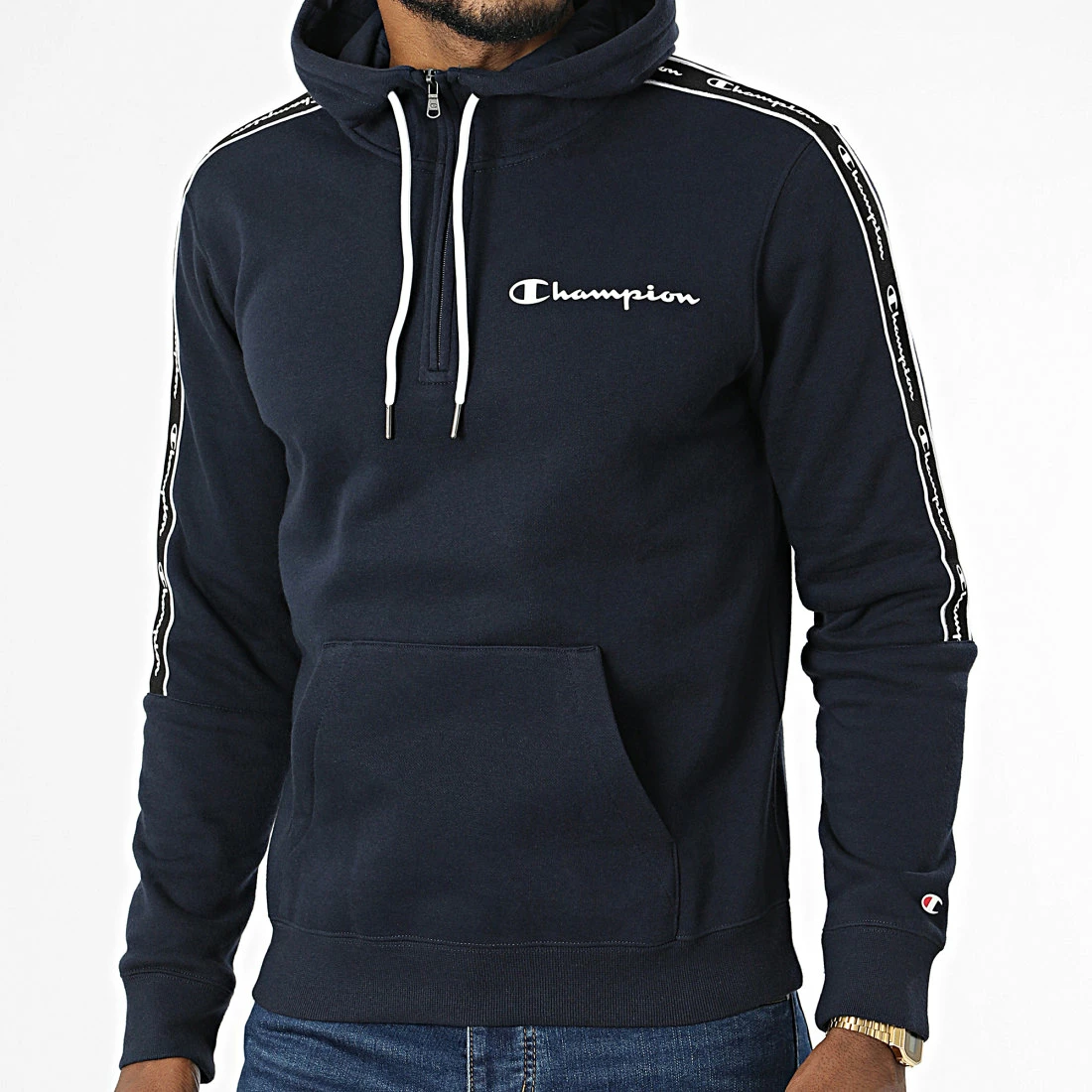 Sweat Capuche A Bandes 217831 Bleu Marine de Champion 3 Sweat Capuche A Bandes 217831 Bleu Marine de Champion