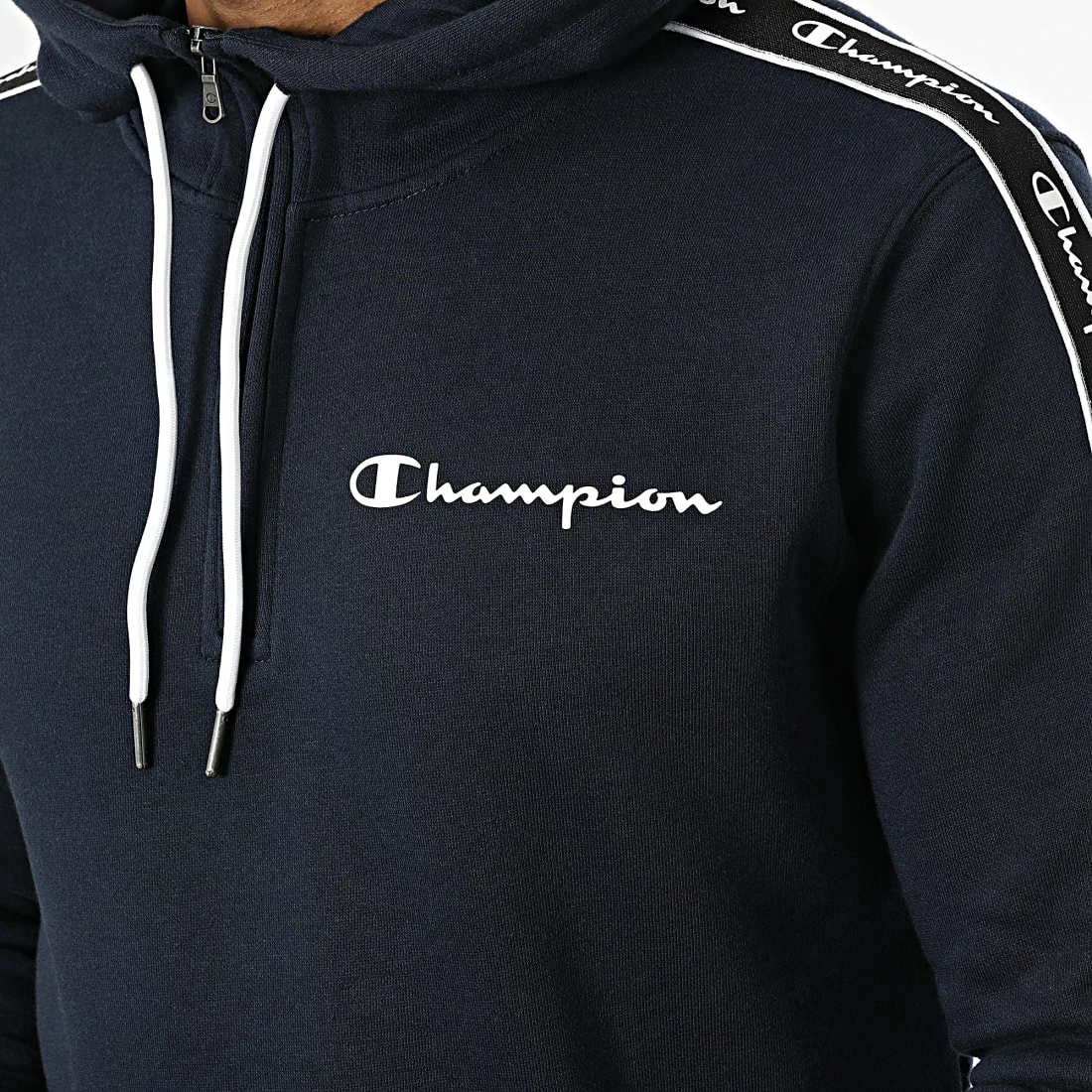 Sweat Capuche A Bandes 217831 Bleu Marine de Champion 4 Sweat Capuche A Bandes 217831 Bleu Marine de Champion – Image 2