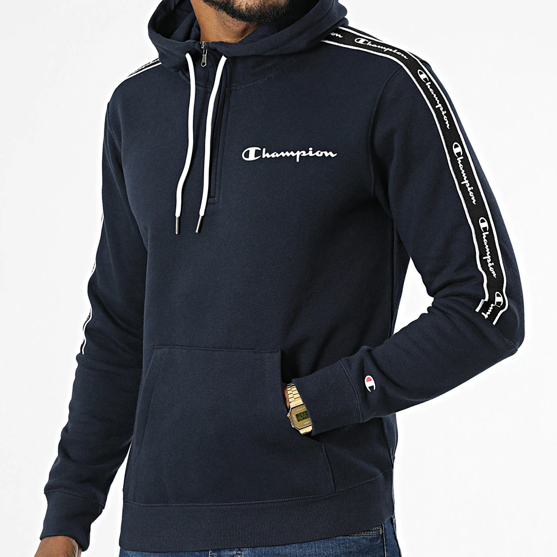 Sweat Capuche A Bandes 217831 Bleu Marine de Champion 5 Sweat Capuche A Bandes 217831 Bleu Marine de Champion – Image 3