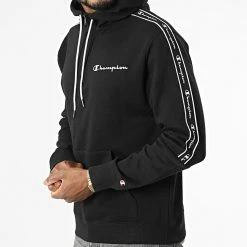 Sweat Capuche A Bandes 217831 Noir de Champion -Champion Soldes champion 339586 217831 KK001 20220929T160249 03