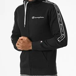 Sweat Zippé Capuche A Bandes 217832 Noir de Champion -Champion Soldes champion 339610 217832 KK001 20220929T160354 03