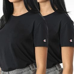 Lot De 2 Tee Shirts Femme 115423 Noir de Champion