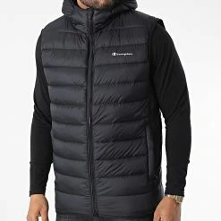 Doudoune Capuche Sans Manches A Bandes 218076 Noir de Champion