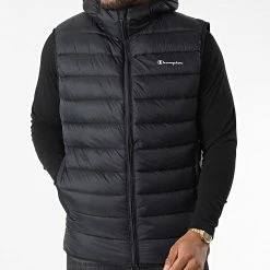 Doudoune Capuche Sans Manches A Bandes 218076 Noir de Champion -Champion Soldes champion 341868 218076 KK001 20221020T140739 03