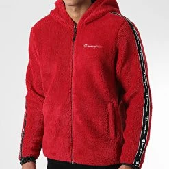 Veste Zippée Polaire A Bandes 218106 rouge de Champion -Champion Soldes champion 343066 218106 RS506 20221025T151907 03
