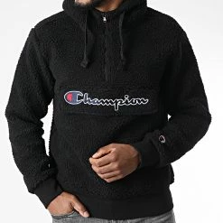 Sweat Capuche Col Zippé Fourrure 218092 Noir de Champion