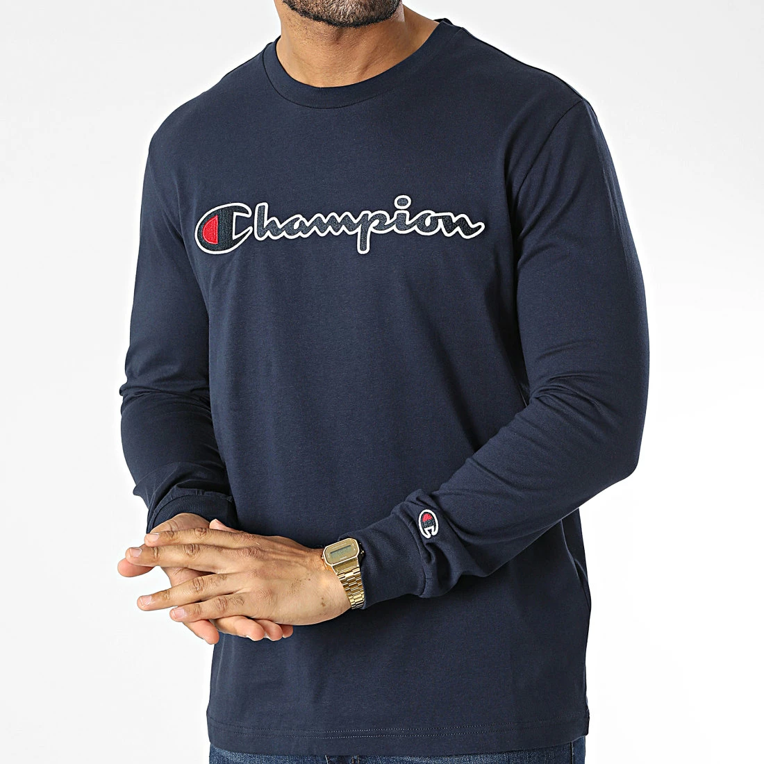 Tee Shirt Manches Longues 217861 Bleu Marine de Champion 3 Tee Shirt Manches Longues 217861 Bleu Marine de Champion