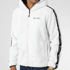 Veste Capuche Polaire A Bandes 218106 Blanc de Champion -Champion Soldes champion 344592 218106 WW033 20221025T161450 03